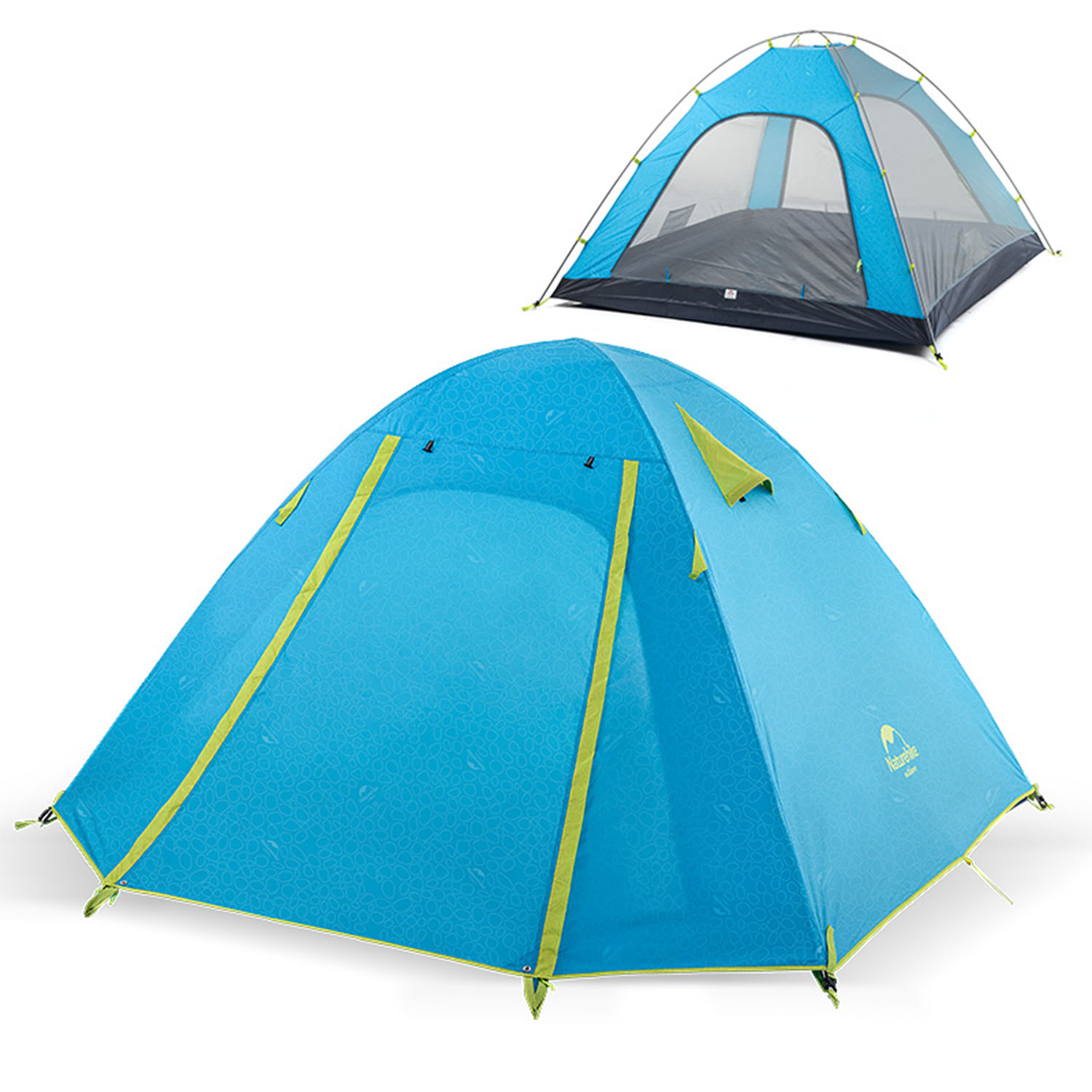 Палатка Naturehike P-Series Aluminum Pole Tent With New Material 210T65D Embossed Design 4 man Sea Blue
