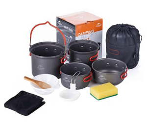 Набор посуды Naturehike Updated Four-Piece Hiking Camping Cookware Carbon