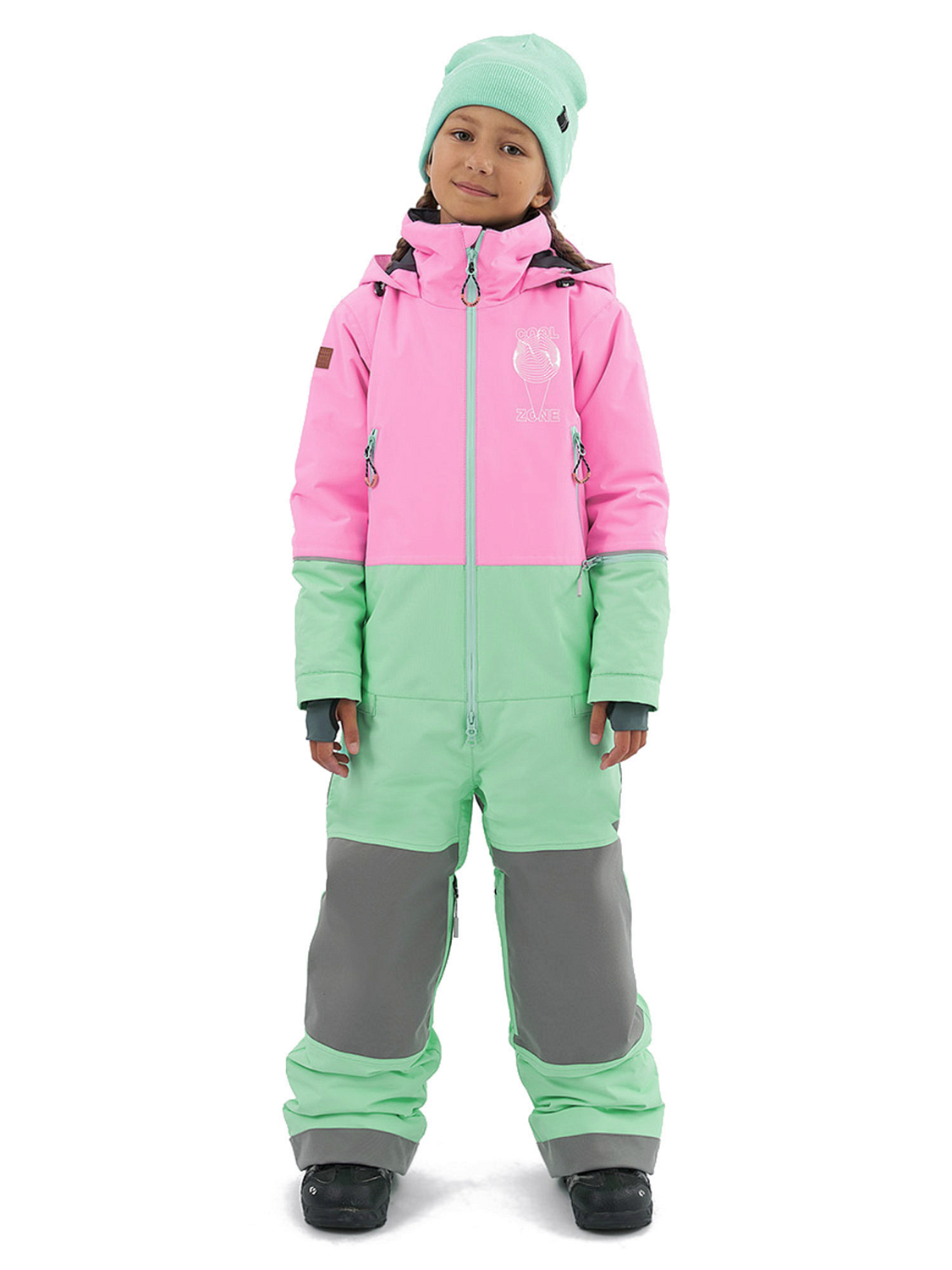 Комбинезон сноубордический детский COOL ZONE Pixel Неорозовый/Светло-Мятный