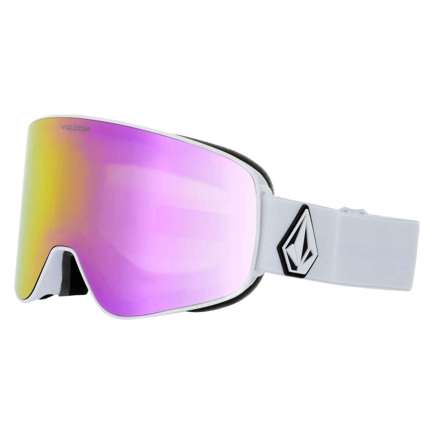 Маска горнолыжная Volcom Odyssey Matte White Pink Chrome Lens/Yellow Bonus Lens