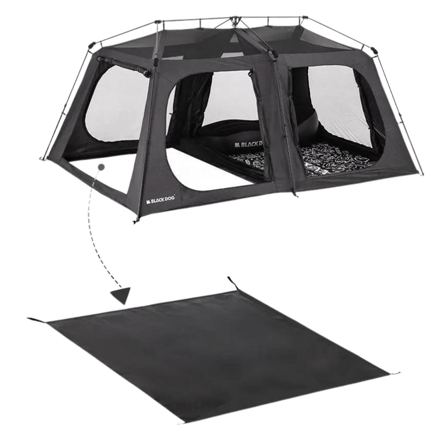 Палатка кемпинговая BlackDog One Bedrooms & One Living Room Automatic Tent 2.0 Black