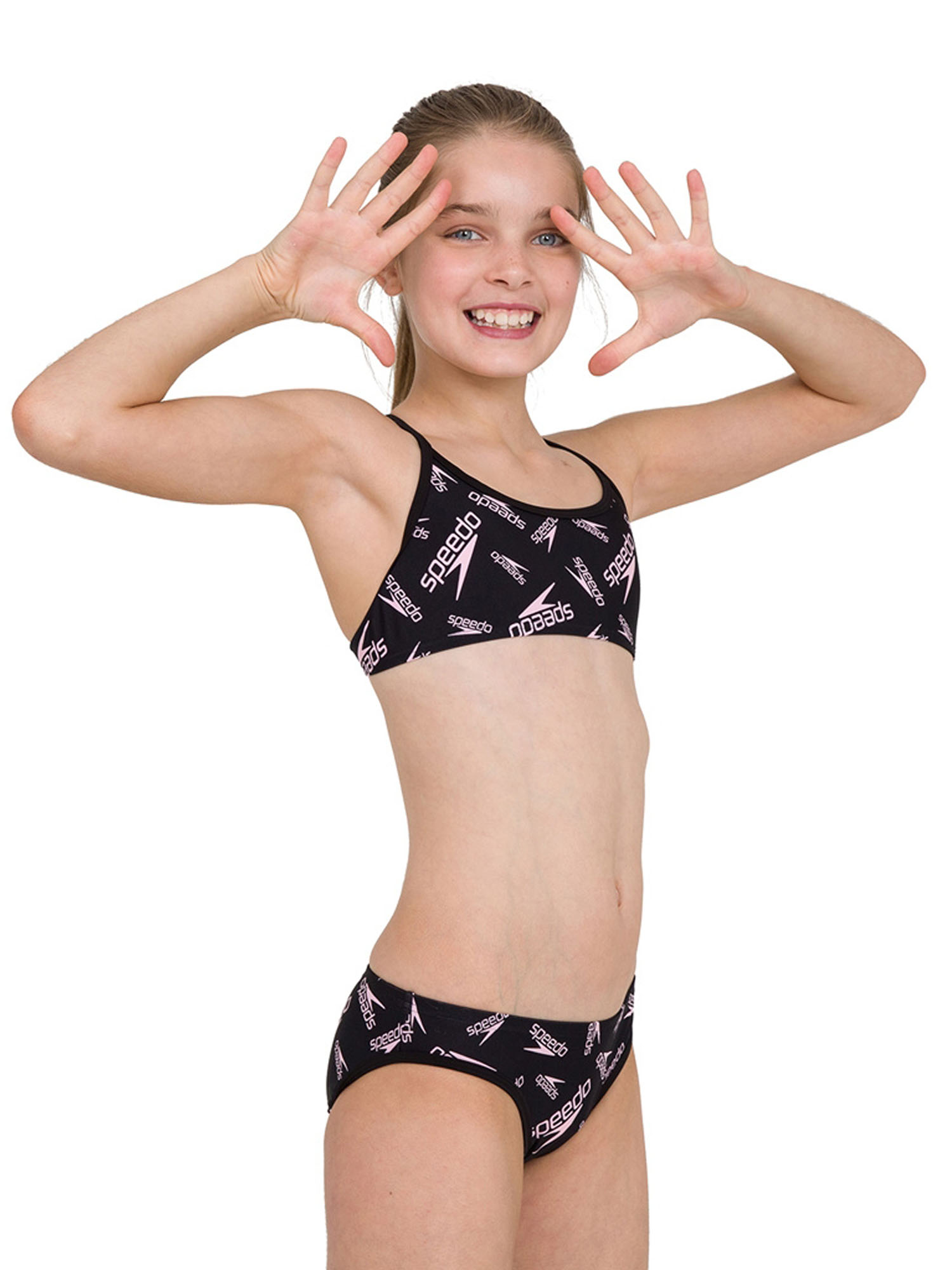 Купальник детский Speedo Prt Tie 2Pc Jf Black/Pink