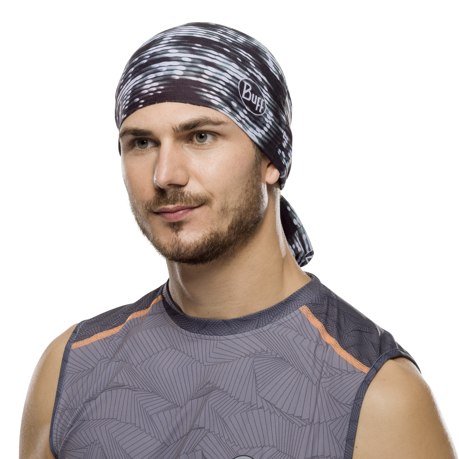 Buff clothing. Бандана-труба buff Sadri Black. Бандана buff COOLNET UV+ neckwear Ape-x Black. Buff neckwear'. Мужчина в серой бандане бафф.