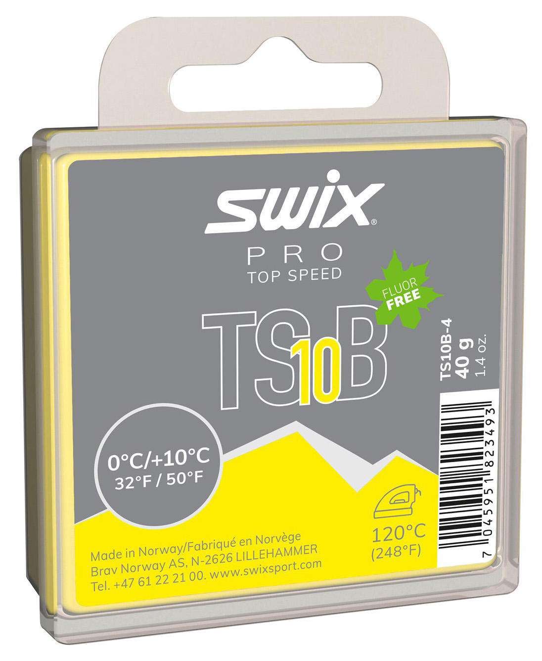 Высокофтористый парафин скольжения SWIX 2020-21 TS10 Black, 0C/+10C, 40г