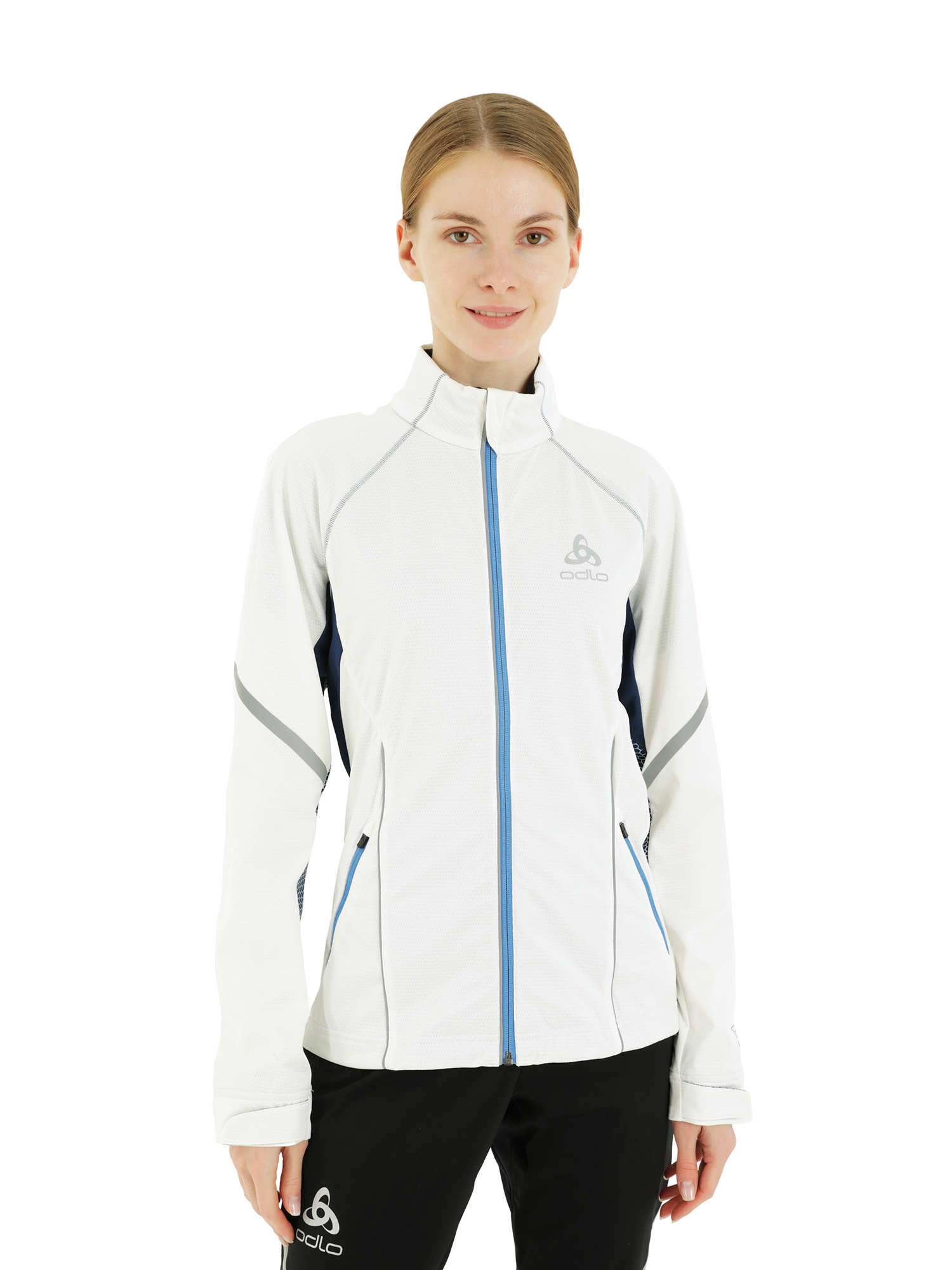 Куртка беговая ODLO Jacket FREQUENCY Snow White-Estate Blue