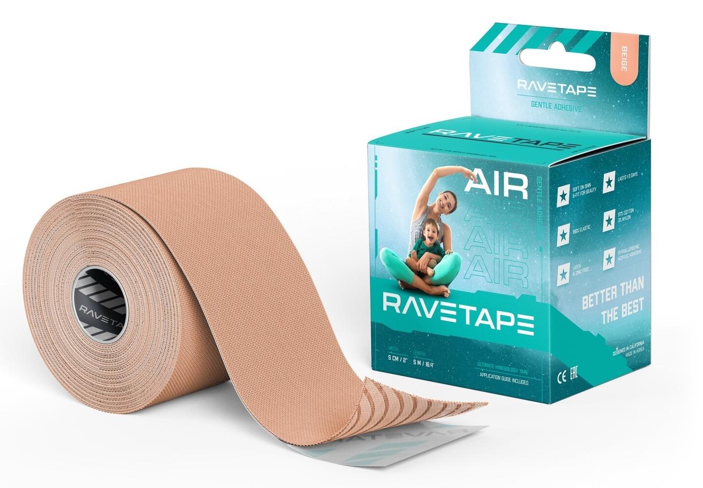 Кинезиотейп RaveTape AIR 5×5 BEIGE