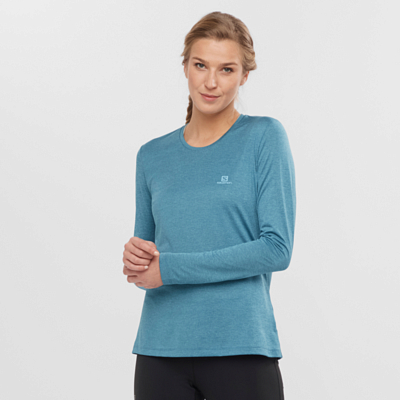 Футболка с длинным рукавом SALOMON Agile Long Sleeve Tee W Mallard Blue/Storm Blue/Heather