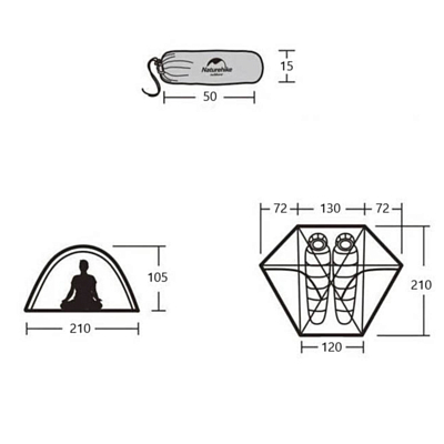 Палатка Naturehike Cloud Peak 2 Man Tent 15D Blue