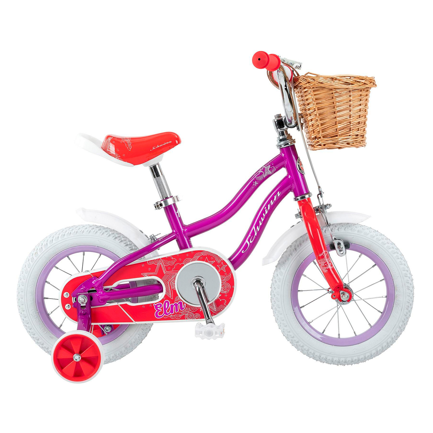 Велосипед Schwinn Elm 12 + корзина 2022 Purpule/White