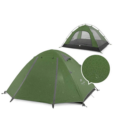 Палатка Naturehike P-Series Aluminum Pole Tent With New Material 210T65D Embossed Design 3 Man Forest Green