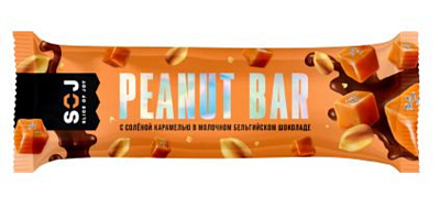 Батончик SOJ Peanut Bar арахис в соленой карамели с ирисо-сливочным вкусом в молочном шоколаде 40 г