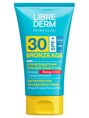 Крем солнцезащитный SPF 30 LIBREDERM BRONZEADA Омега 3-6-9, 150 мл