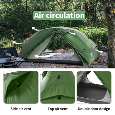 Палатка кемпинговая Naturehike Canyon 2 person One touch open tent Army Green