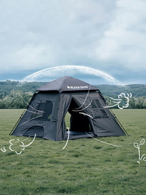 Палатка кемпинговая BlackDog Two Doors And Four Windows Tent 2.0 Black