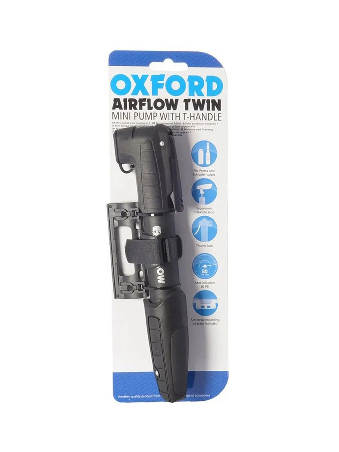 Насос ручной Oxford Airflow Twin ручной пластиковый Black