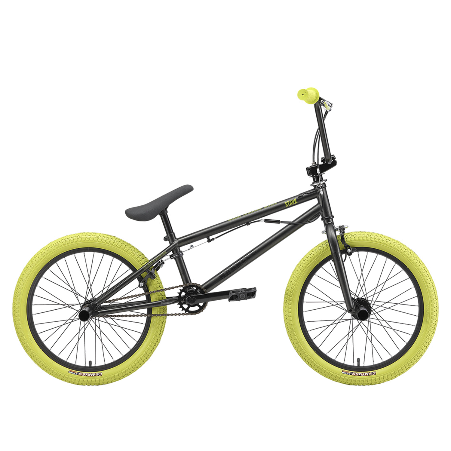 Велосипед Stark Madness BMX 3 2024 антрацитовый матовый/антрацитовый  глянцевый, зеленый/хаки