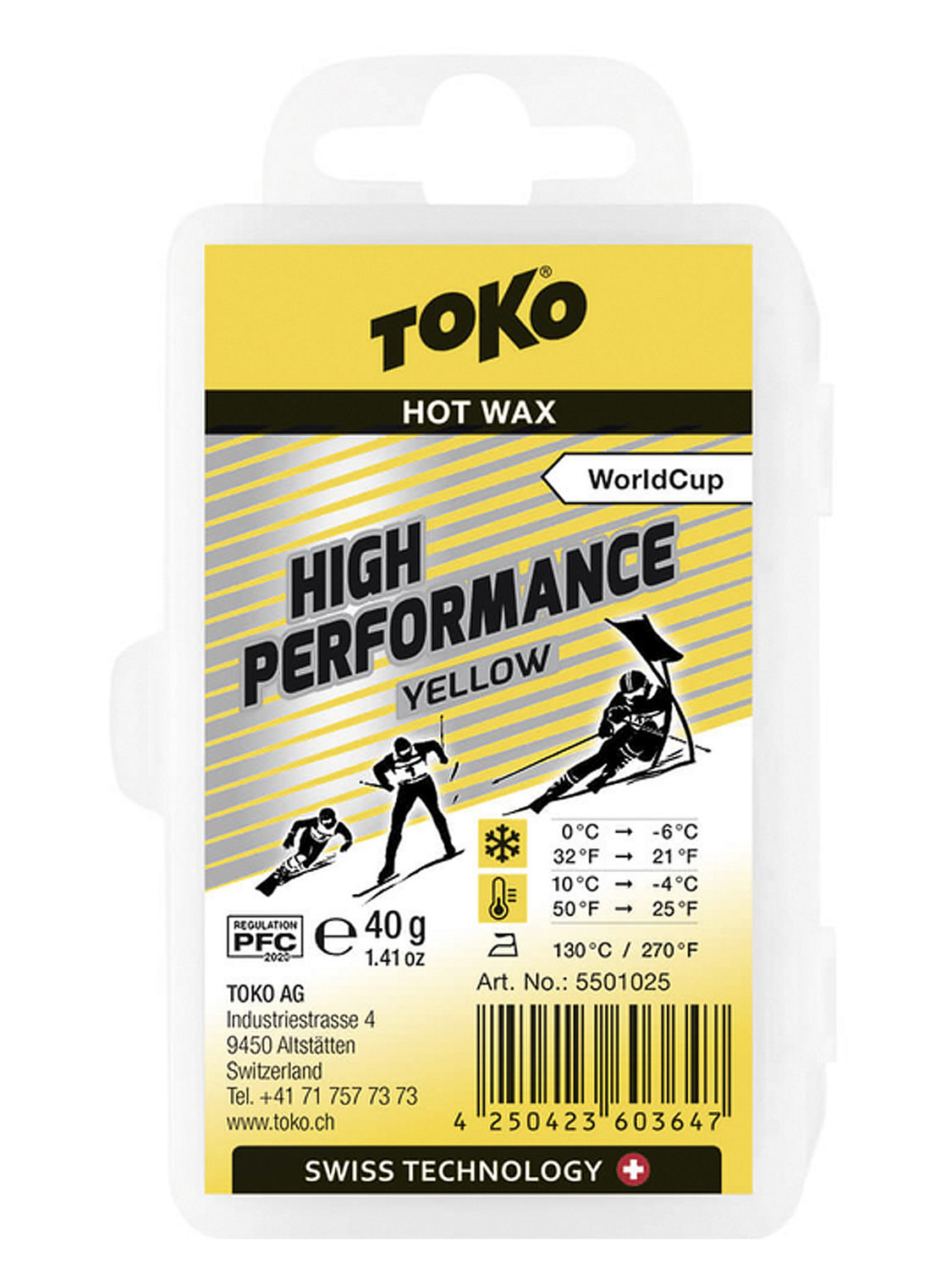 Высокофтористый парафин скольжения твердый TOKO High Performance 40g Yellow