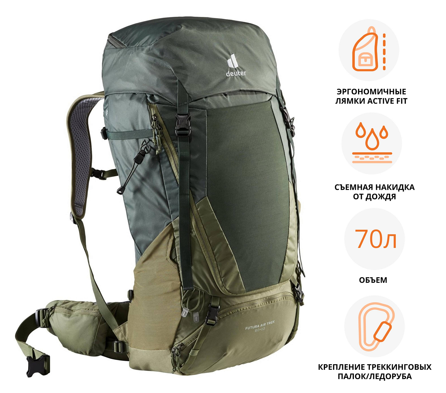 Рюкзак Deuter Futura Air Trek 60+10 Ivy-Khaki