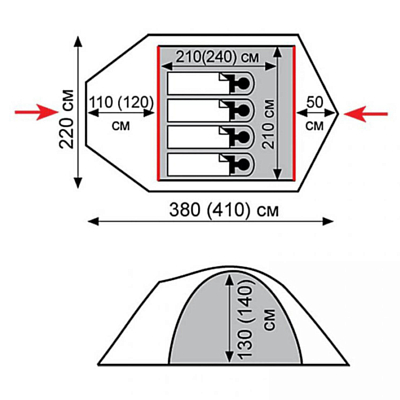 Палатка Tramp Mountain 4 (V2) Grey