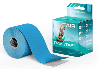 Кинезиотейп RaveTape AIR 5×5 BLUE