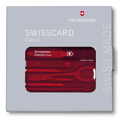 Мультиинструмент Victorinox Swiss Card Classic, 10 функций Полупрозрачный Красный