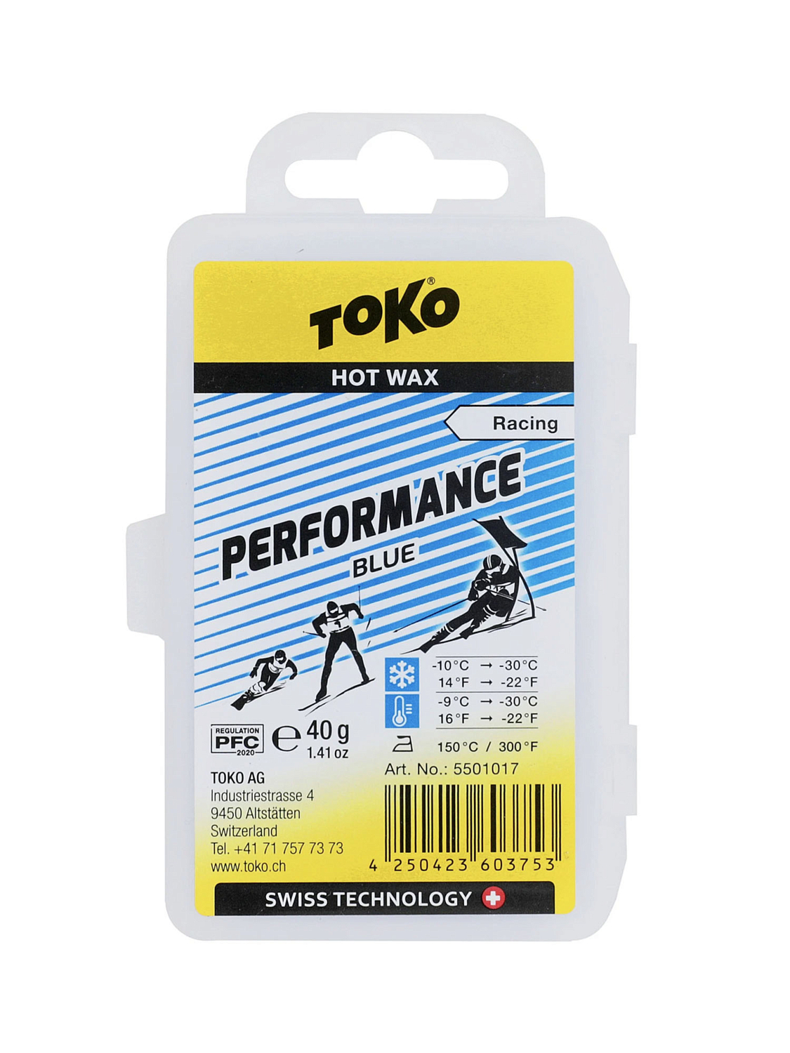 Универсальный парафин скольжения твердый TOKO Racing Performance 40g Blue