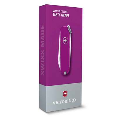 Нож Victorinox брелок Classic SD Colors Tasty Grape, 58 мм, 7 функций Фиолетовый