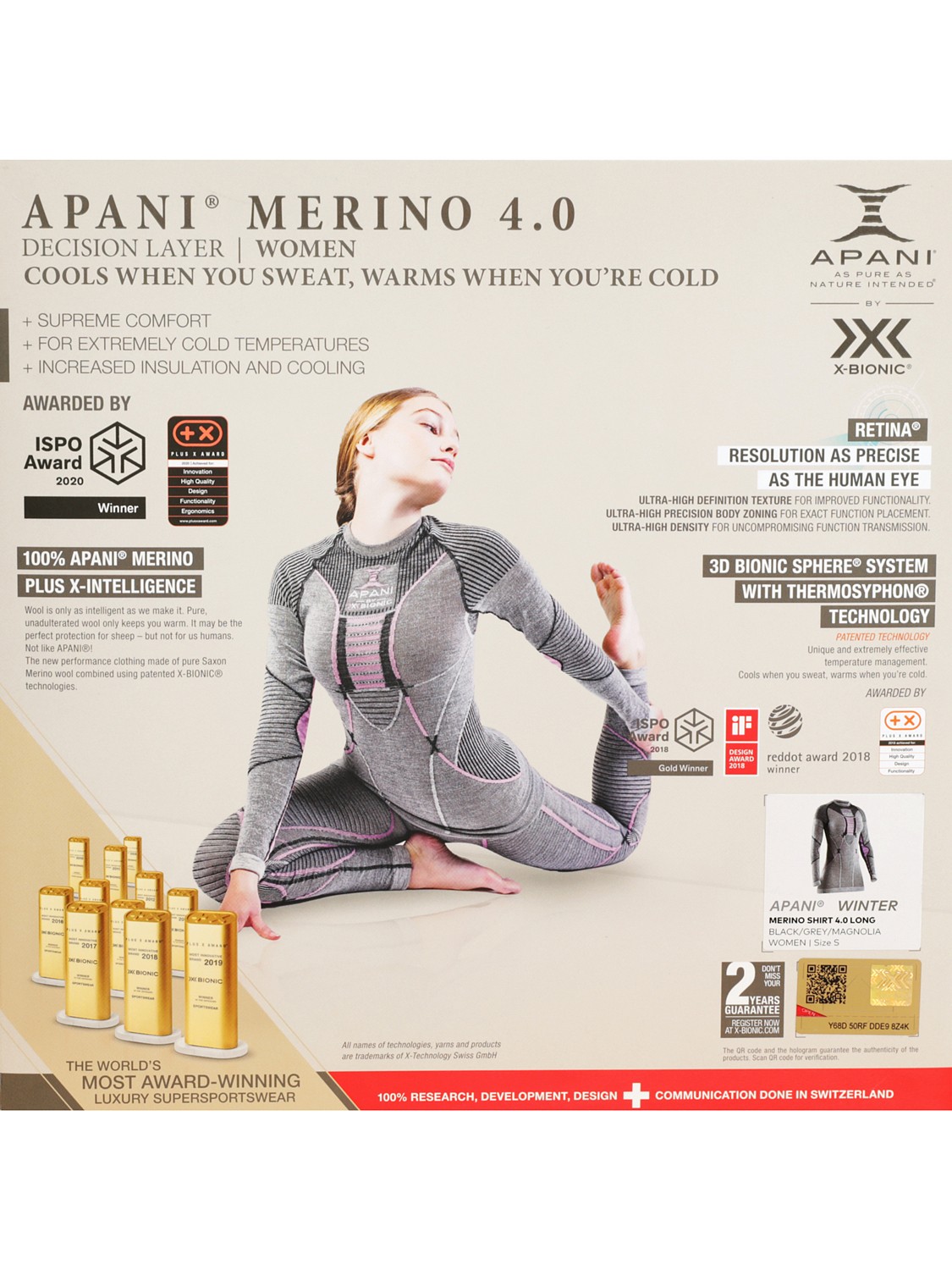 Термобельё верх X-Bionic Apani 4.0 Merino W Black/Grey/Magnolia