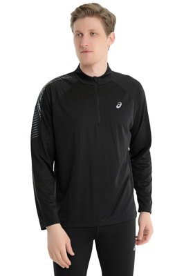 Футболка с длинным рукавом Asics Icon Ls 1/2 Zip Performance Black/Carrier Grey