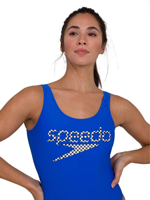 Купальник Speedo Deep U-Bk Hi Leg 1Pc Pt Af Голубой/Белый/Черный