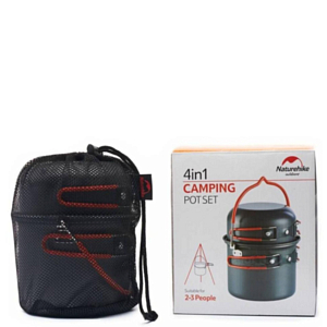 Набор посуды Naturehike Updated Four-Piece Hiking Camping Cookware Carbon