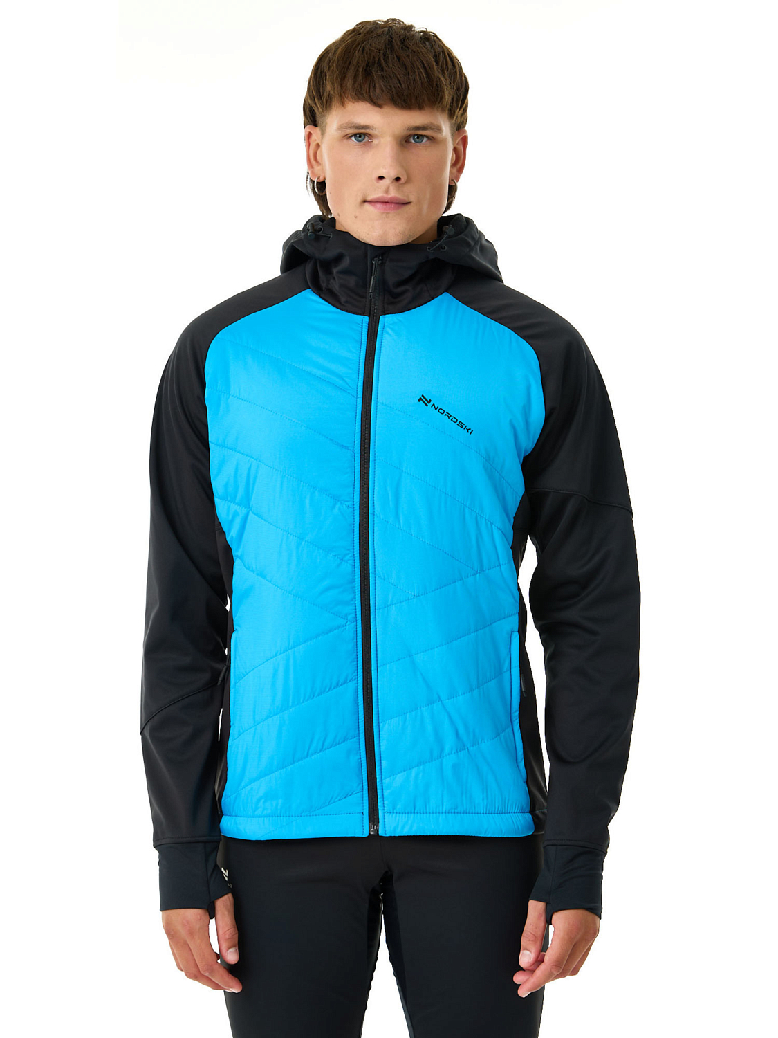 Куртка беговая Nordski Hybrid Hood Black/Light Blue