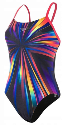 Купальник Speedo StrobeGlow Placement Digital Rippleback . Черный/Оранжевый