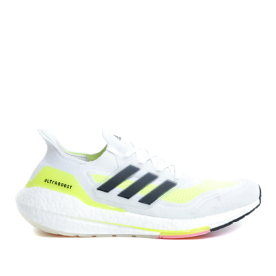 Беговые кроссовки Adidas Ultraboost 21 Ftw White/Core Black/Solar Yellow