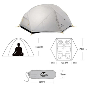 Палатка Naturehike Mongar Ultralight 2 Man Tent Light Grey/Dark Green