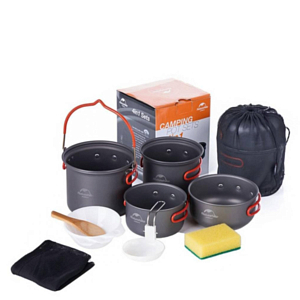 Набор посуды Naturehike Updated Four-Piece Hiking Camping Cookware Carbon