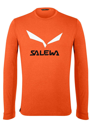 Футболка с длинным рукавом для активного отдыха Salewa Solidlogo Dry Men's L/S Tee Red Orange Melange