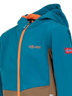 Куртка детская Trollkids Kristiansand Atlantic Blue/Mocca Brown/Glow Orange