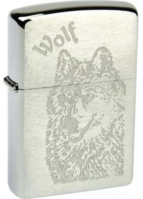 Зажигалка Zippo Wolf Brushed Chrome серебристая-матовая