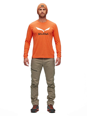 Футболка с длинным рукавом для активного отдыха Salewa Solidlogo Dry Men's L/S Tee Red Orange Melange