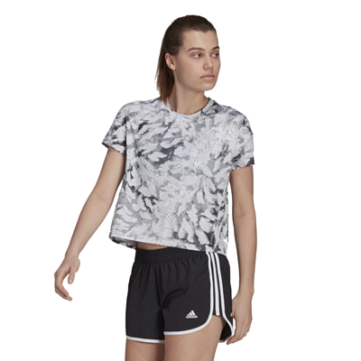 Футболка беговая Adidas Fast Aop Tee Grey One/White