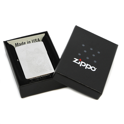 Зажигалка Zippo Wolf Brushed Chrome серебристая-матовая