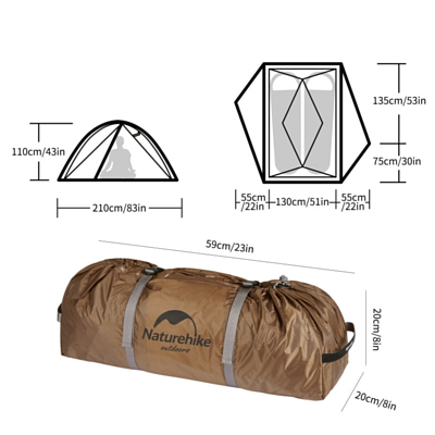 Палатка кемпинговая Naturehike Canyon 2 person One touch open tent Army Green