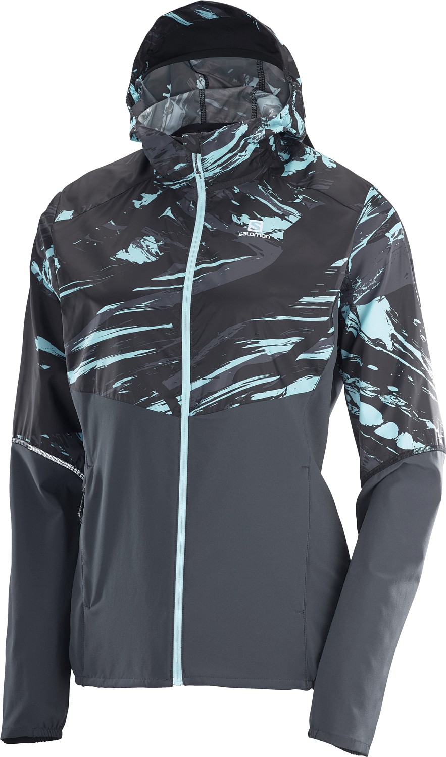 Куртка беговая SALOMON Agile Fz Hoodie W Crystl Black/AO/Ebony