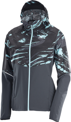 Куртка беговая SALOMON Agile Fz Hoodie W Crystl Black/AO/Ebony