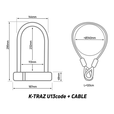 Замок велосипедный Zefal K-Traz U13 Code + Cable