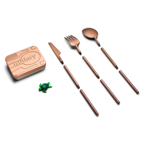 Столовые приборы Outlery Portable Reusable Stainless Steel Travel Cutlery Set Includes Case Rose Gold