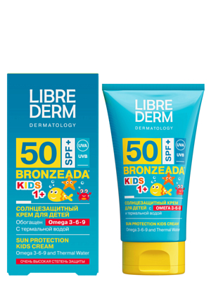 Крем солнцезащитный SPF 50 LIBREDERM BRONZEADA Kids. Омега 3-6-9, 150 мл