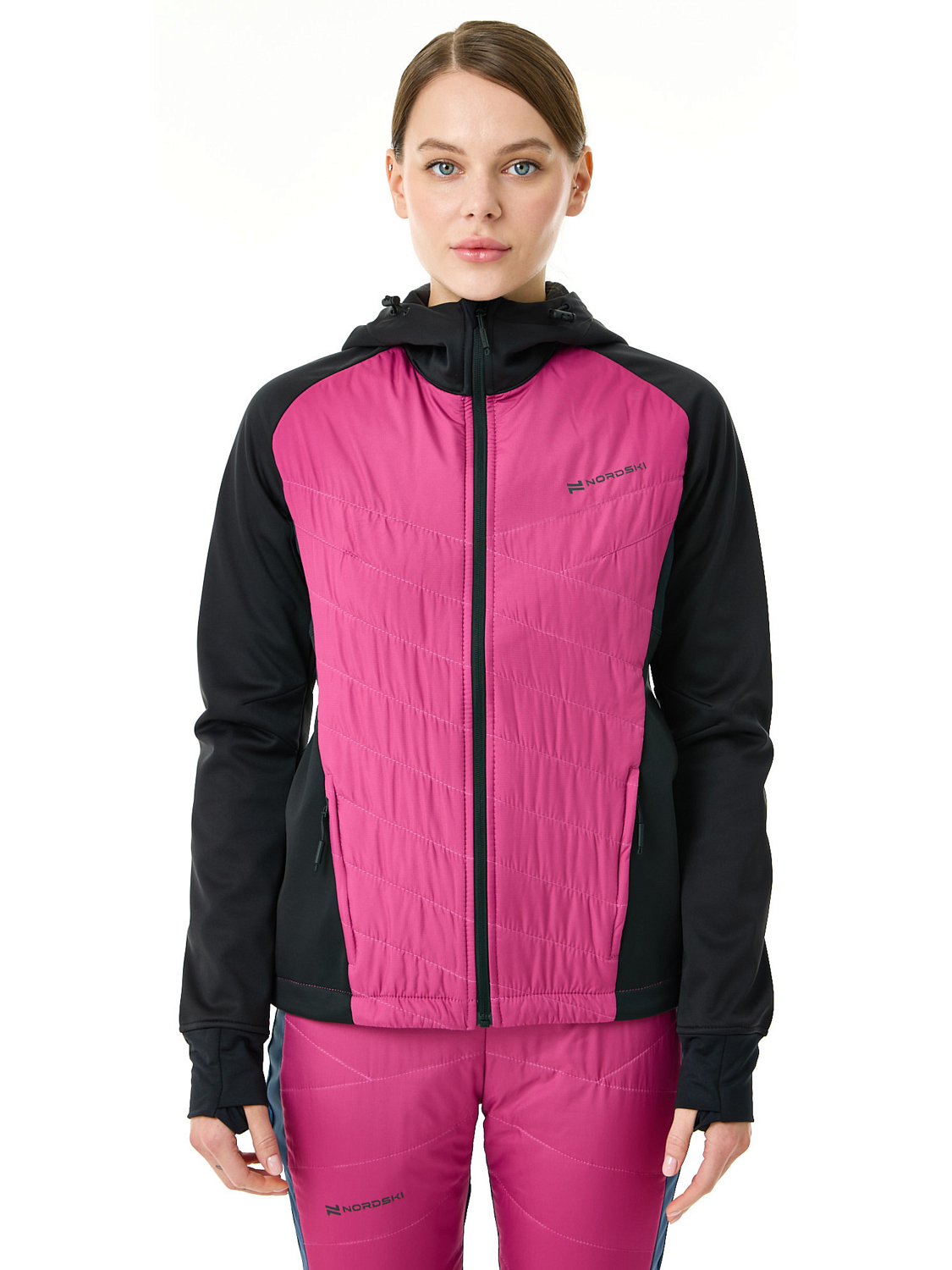 Куртка беговая Nordski Hybrid Hood Black/Fuchsia