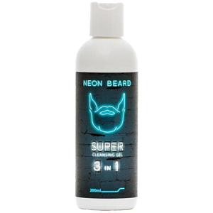 NEON BEARD Супер очищающий гель 3 в 1 &quot;Blue Neon&quot; c эфирными маслами и инулином, 200 мл